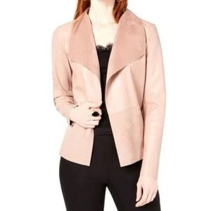 Bar III Women's Blush Pink Faux Leather open front Jacket Size S